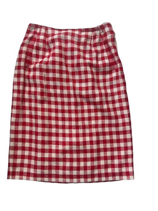 Liz Claiborne Dresses & Skirts - VTG 1980s Liz Claiborne Gingham Skirt Sz 10 Red White Checked Rayon Silk Lined